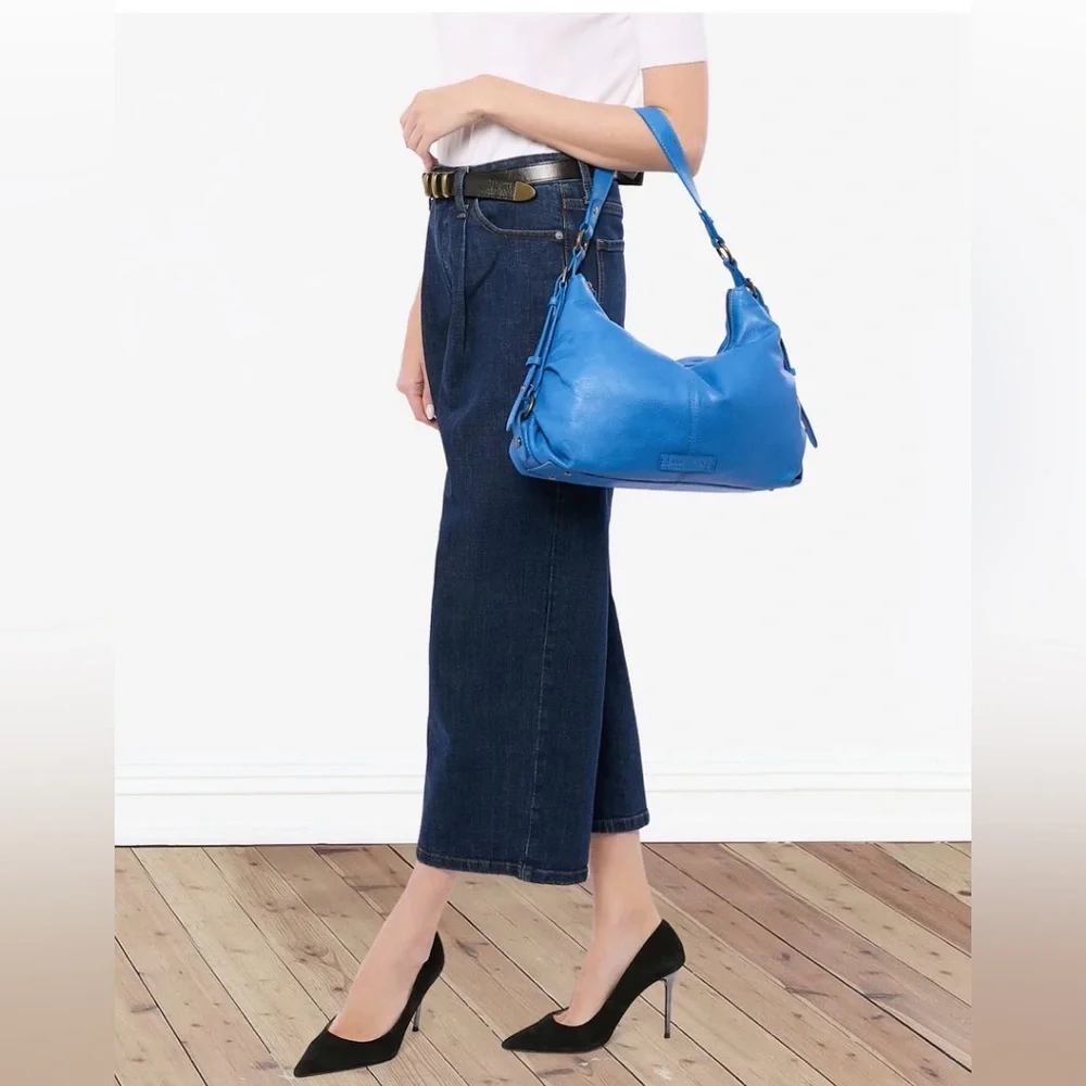American Leather Co. Thayer Perfect Hobo‎ Bag Cerulean Blue